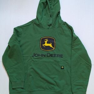 John Deere Pullover Front Pocket Hoodie. Men's XXL. Used. Green. Logo.